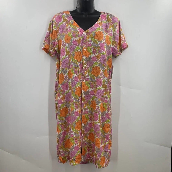 BP Be Proud By Retro Flower Print Gender Inclusive Dress Pink Floral SZ XS NWT - Picture 1 of 13